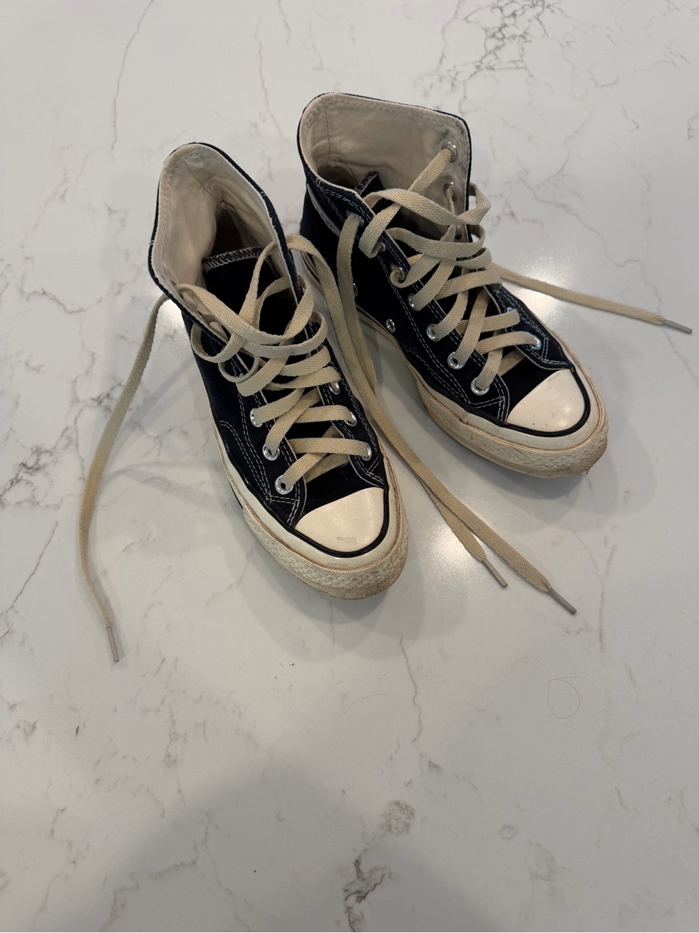 Converse Black High-Top Sneakers with Cream Laces
